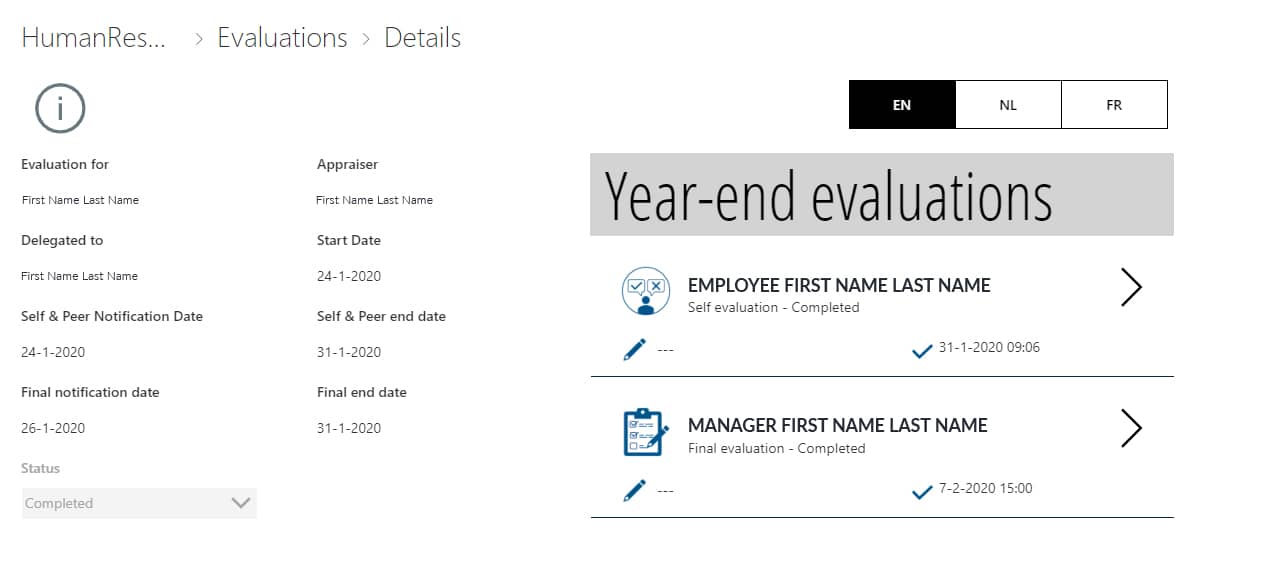 Powerapps medewerker evaluatie